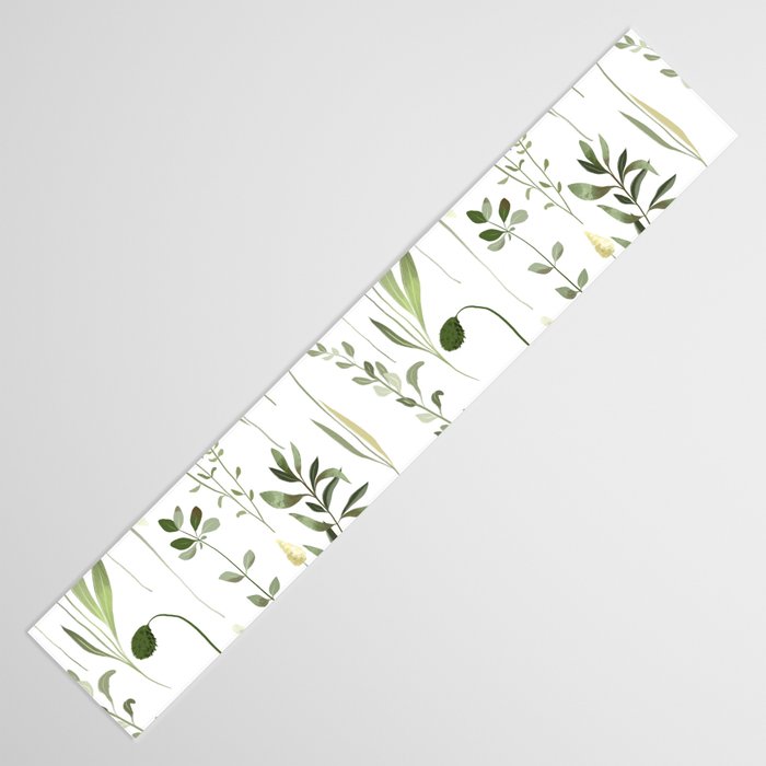 Watercolor Botanical Greenery Pattern Table Runner Gallery Image 3