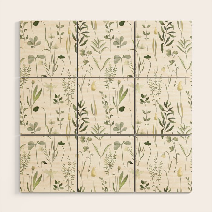 Watercolor Botanical Greenery Pattern Wood Wall Art Gallery Image 1