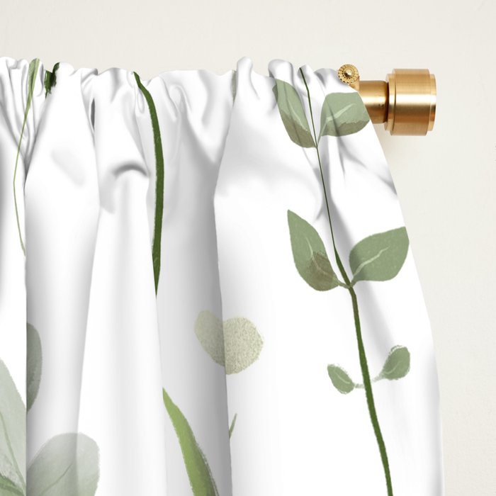 Watercolor Botanical Greenery Pattern Window Curtain Gallery Image 2