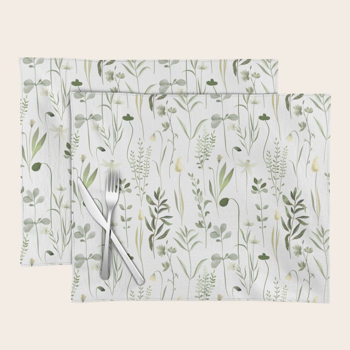 Watercolor Botanical Greenery Pattern Placemat Gallery Image 1