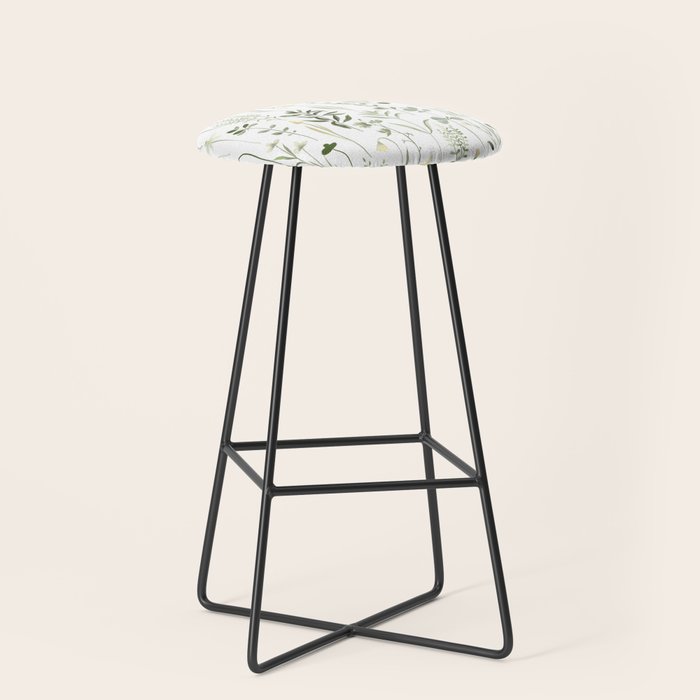 Watercolor Botanical Greenery Pattern Stool Gallery Image 1