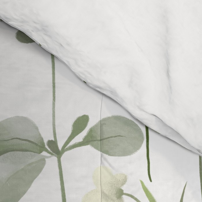 Watercolor Botanical Greenery Pattern Comforter Gallery Image 4