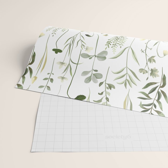 Watercolor Botanical Greenery Pattern Wrapping Paper Gallery Image 2