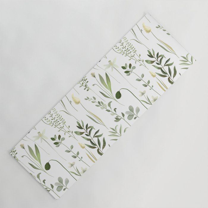 Watercolor Botanical Greenery Pattern Yoga Mat Gallery Image 1
