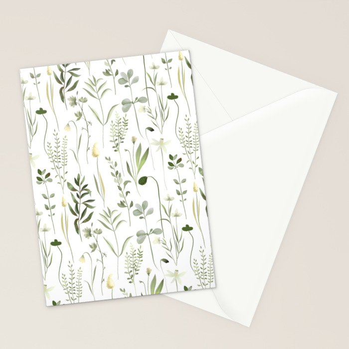 Watercolor Botanical Greenery Pattern Stationery Card Gallery Image 2