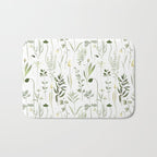 Watercolor Botanical Greenery Pattern Bath Mat Gallery Image 1