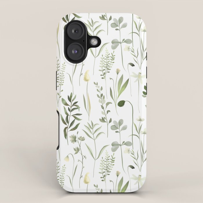 Watercolor Botanical Greenery Pattern iPhone Case Gallery Image 1