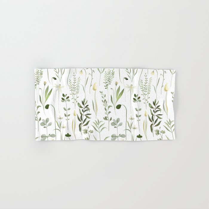 Watercolor Botanical Greenery Pattern Bath Towel Gallery Image 1
