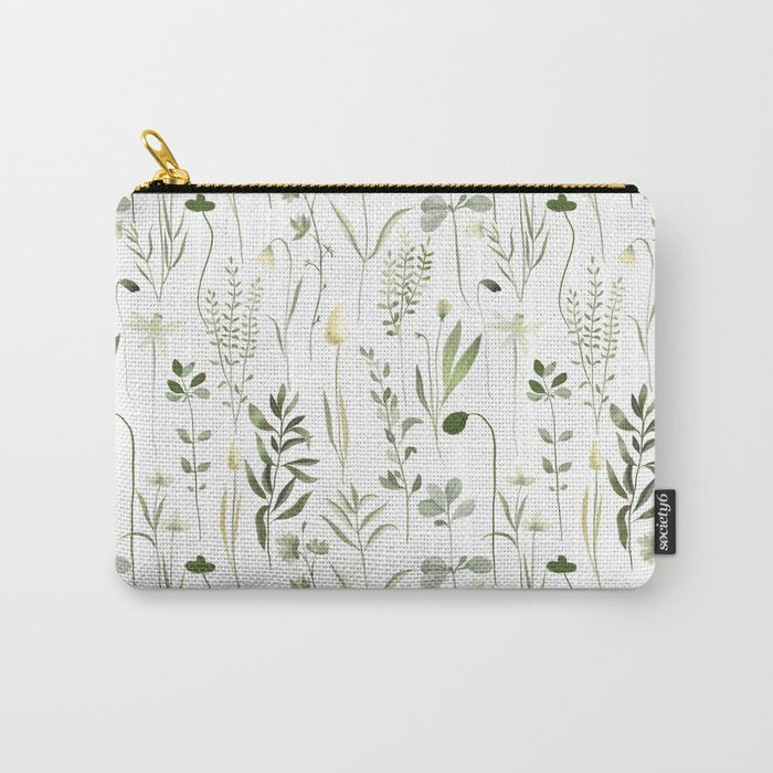 Watercolor Botanical Greenery Pattern Carry All Pouch Gallery Image 1