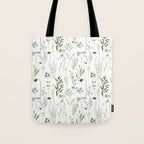 Watercolor Botanical Greenery Pattern Tote Bag Gallery Image 1