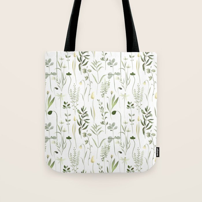 Watercolor Botanical Greenery Pattern Tote Bag Gallery Image 1