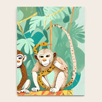 Play Date, Monkeys Jungle Playing Animals, Mischievous Wildlife Forest Tropical Nature, Funny Cute Snake Adventure, Bohemian Quirky Illustration Painting Notebook Gallery Image 4