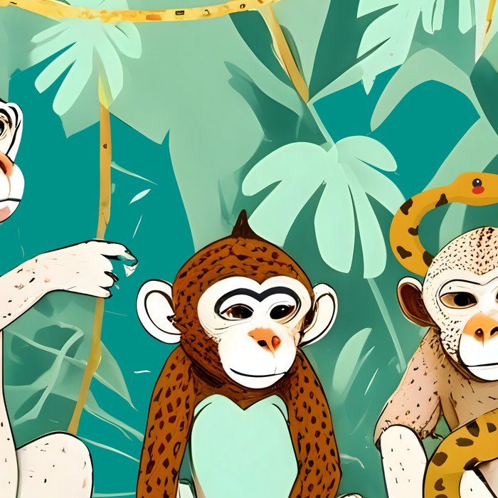 Play Date, Monkeys Jungle Playing Animals, Mischievous Wildlife Forest Tropical Nature, Funny Cute Snake Adventure, Bohemian Quirky Illustration Painting Coffee Mug Gallery Image 2