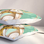 Play Date, Monkeys Jungle Playing Animals, Mischievous Wildlife Forest Tropical Nature, Funny Cute Snake Adventure, Bohemian Quirky Illustration Painting Pillow Sham Gallery Image 3