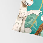 Play Date, Monkeys Jungle Playing Animals, Mischievous Wildlife Forest Tropical Nature, Funny Cute Snake Adventure, Bohemian Quirky Illustration Painting Pillow Sham Gallery Image 4