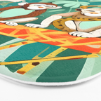 Play Date, Monkeys Jungle Playing Animals, Mischievous Wildlife Forest Tropical Nature, Funny Cute Snake Adventure, Bohemian Quirky Illustration Painting Bath Mat Gallery Image 3