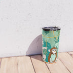 Play Date, Monkeys Jungle Playing Animals, Mischievous Wildlife Forest Tropical Nature, Funny Cute Snake Adventure, Bohemian Quirky Illustration Painting Travel Mug Gallery Image 4