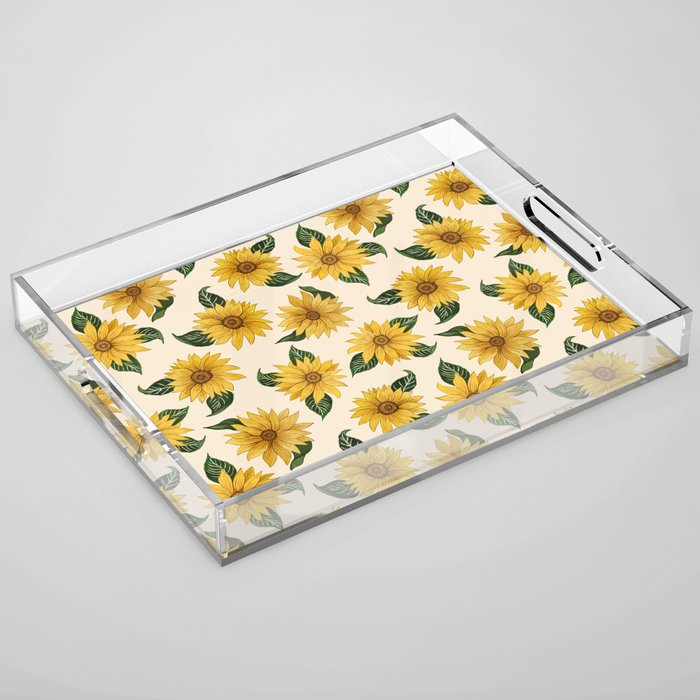 Summer Sunflower Pattern Acrylic Tray Gallery Image 1
