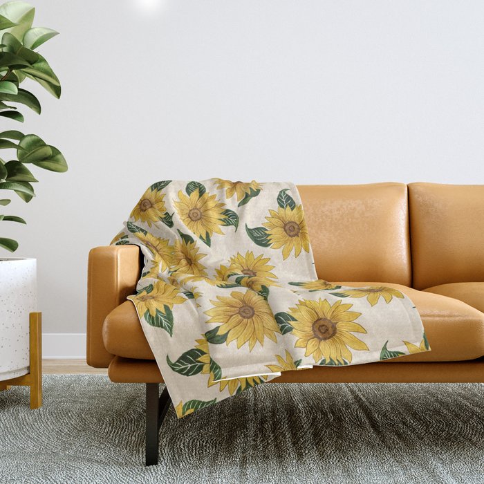 Summer Sunflower Pattern Throw Blanket Gallery Image 1