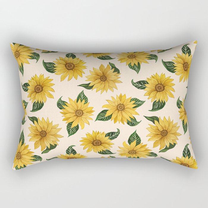 Summer Sunflower Pattern Rectangular Pillow Gallery Image 1