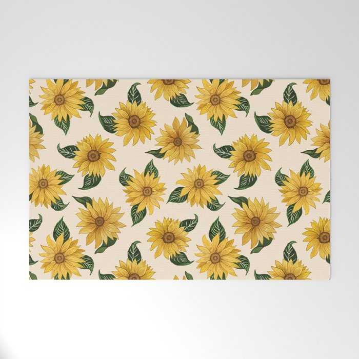 Summer Sunflower Pattern Welcome Mat Gallery Image 1