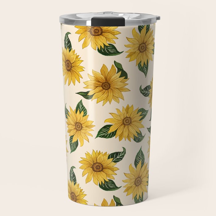 Summer Sunflower Pattern Travel Mug Gallery Image 1