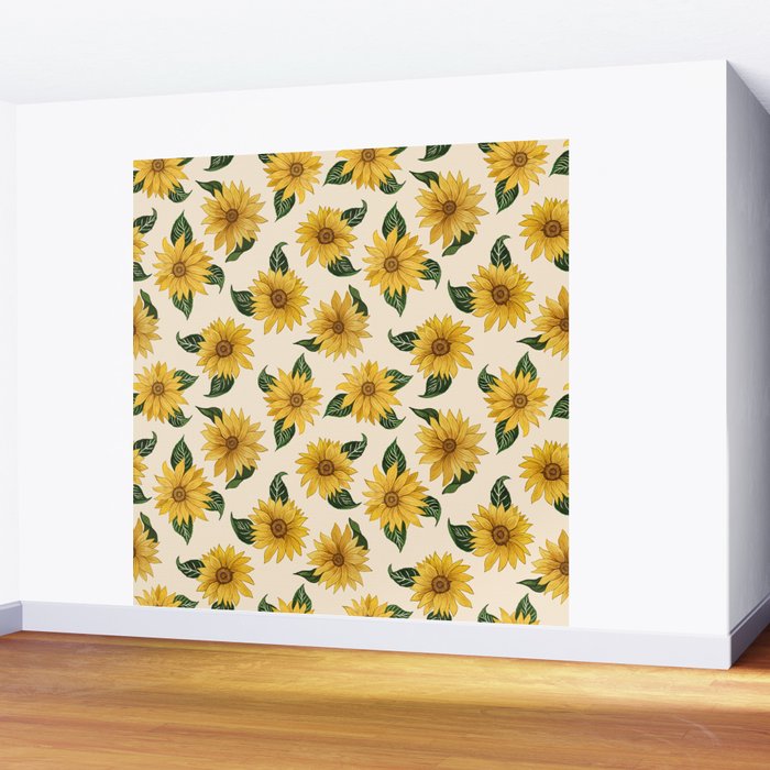 Summer Sunflower Pattern Wall Mural Gallery Image 2
