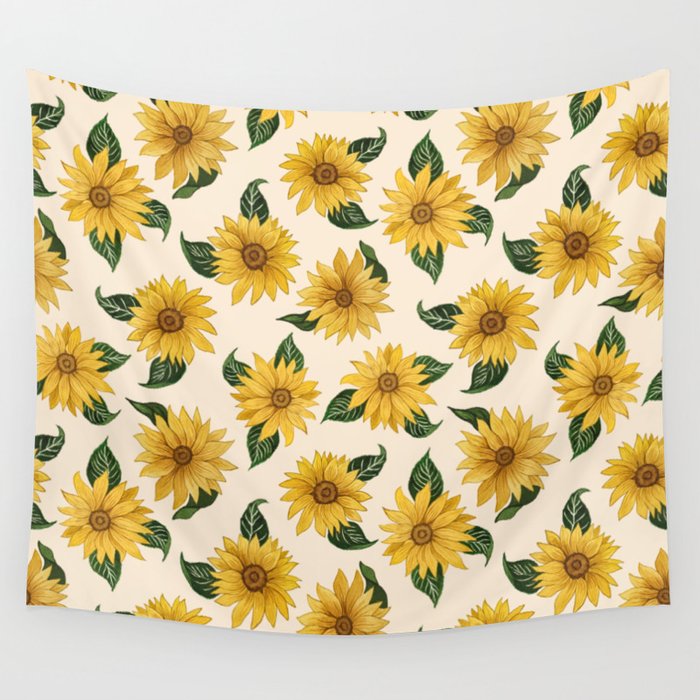 Summer Sunflower Pattern Wall Tapestry Gallery Image 4