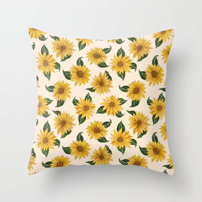 Summer Sunflower Pattern Throw Pillow Gallery Image 6