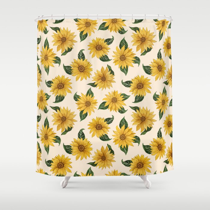 Summer Sunflower Pattern Shower Curtain Gallery Image 1