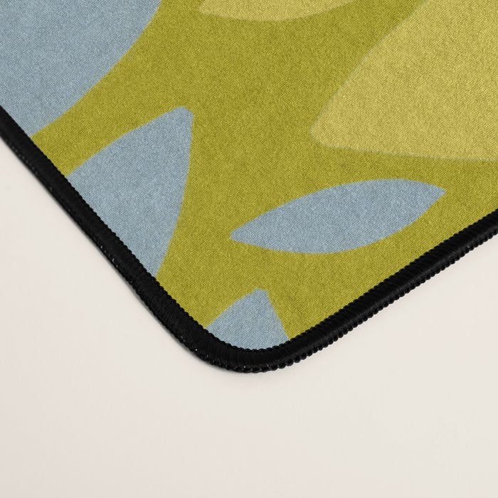 Folk Floral Blossoms in Moss Green Desk Mat Gallery Image 4