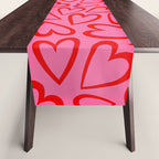 Red love heart cartoon pattern Table Runner Gallery Image 1