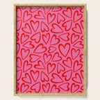 Red love heart cartoon pattern Serving Tray Gallery Image 1