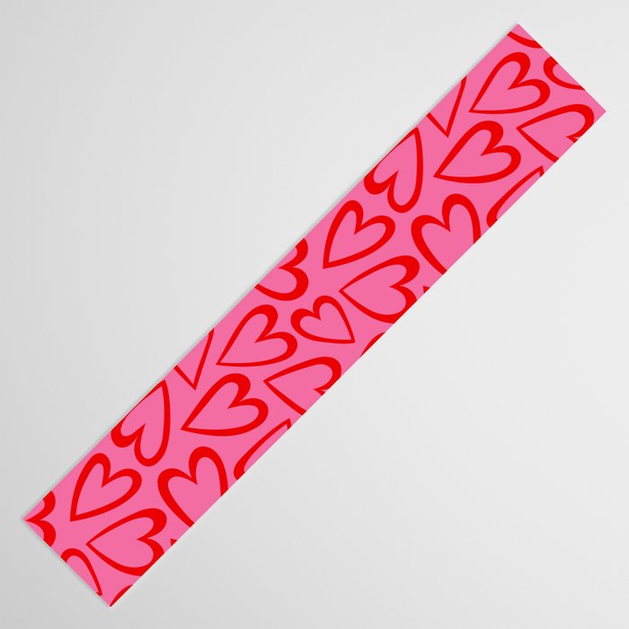Red love heart cartoon pattern Table Runner Gallery Image 3