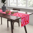 Red love heart cartoon pattern Table Runner Gallery Image 2