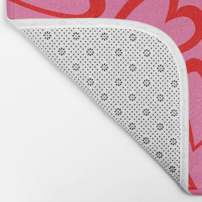 Red love heart cartoon pattern Bath Mat Gallery Image 2