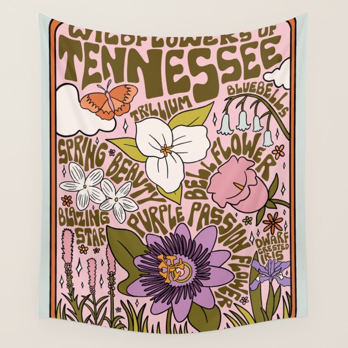 Tennessee Wildflowers Wall Tapestry Gallery Image 4