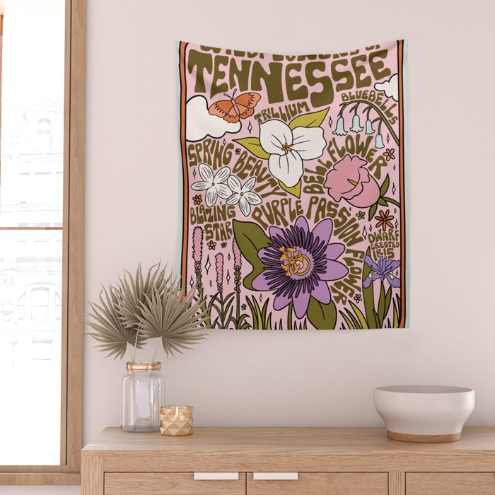 Tennessee Wildflowers Wall Tapestry Gallery Image 2