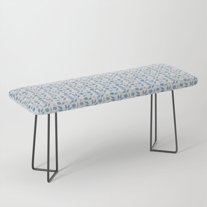William Morris Vintage Rosehip Mineral Blue Bench Gallery Image 1