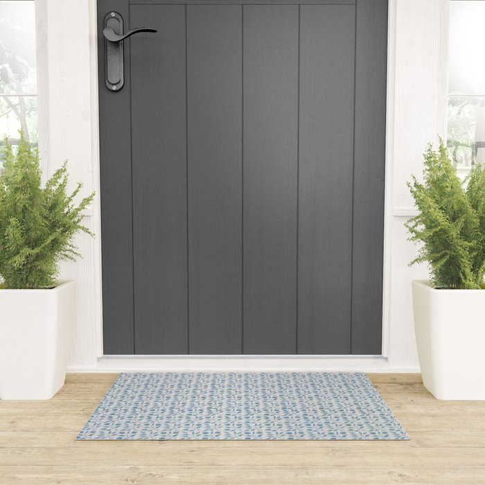 William Morris Vintage Rosehip Mineral Blue Welcome Mat Gallery Image 3