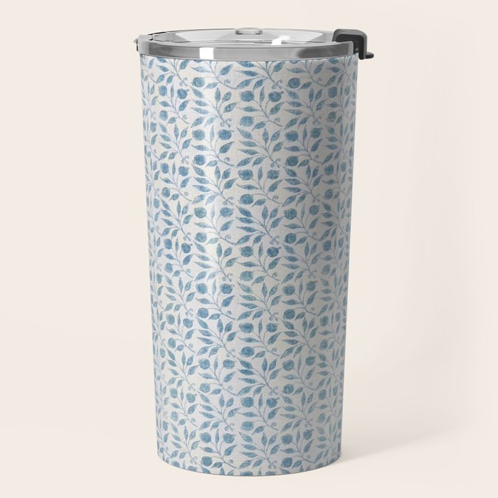 William Morris Vintage Rosehip Mineral Blue Travel Mug Gallery Image 2