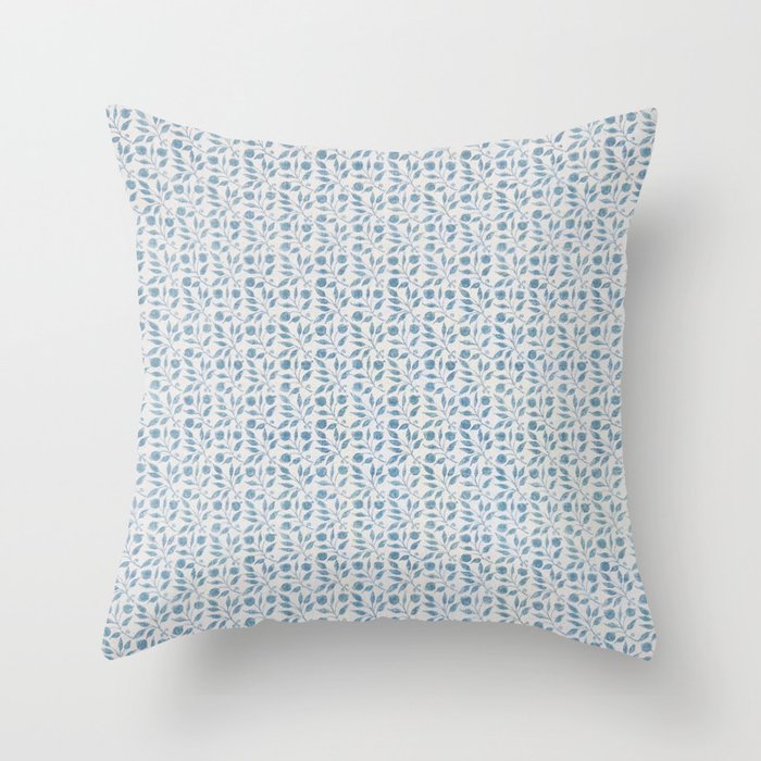 William Morris Vintage Rosehip Mineral Blue Throw Pillow Gallery Image 6