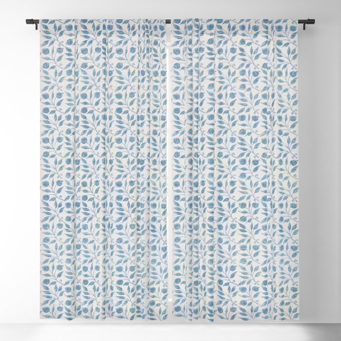 William Morris Vintage Rosehip Mineral Blue Window Curtain Gallery Image 5