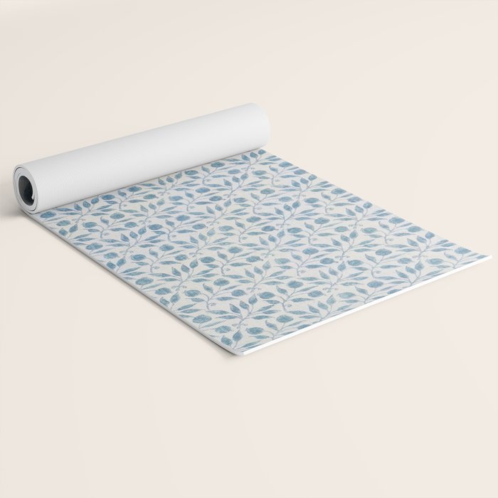 William Morris Vintage Rosehip Mineral Blue Yoga Mat Gallery Image 2