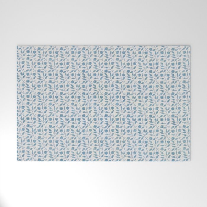William Morris Vintage Rosehip Mineral Blue Welcome Mat Gallery Image 1