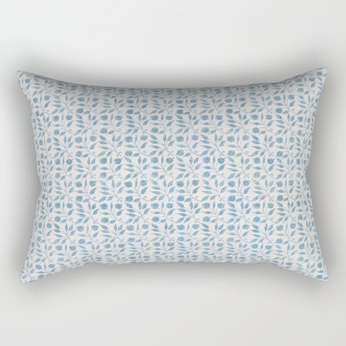William Morris Vintage Rosehip Mineral Blue Rectangular Pillow Gallery Image 1