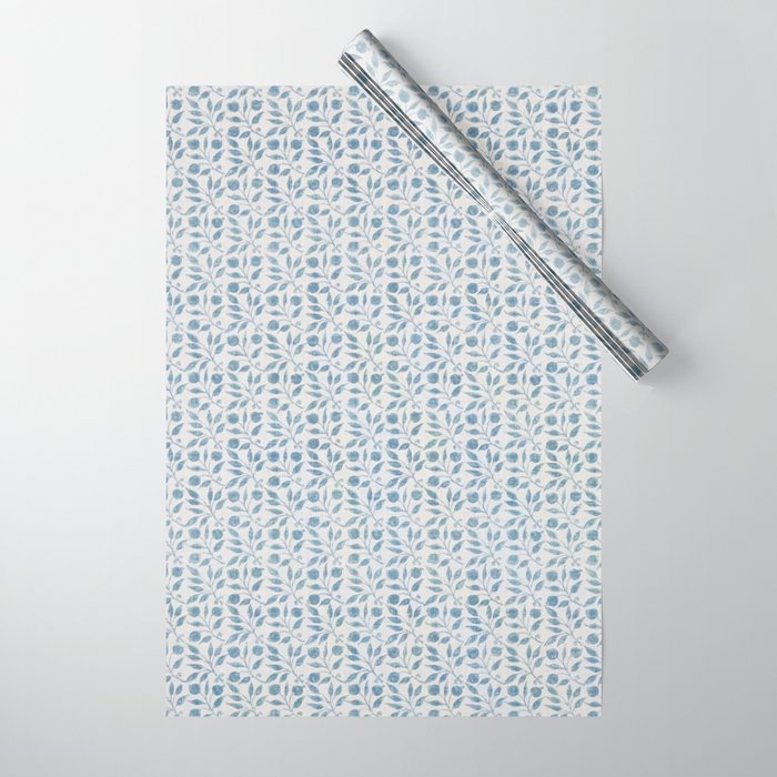 William Morris Vintage Rosehip Mineral Blue Wrapping Paper Gallery Image 1