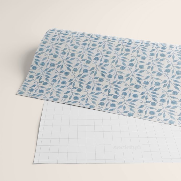 William Morris Vintage Rosehip Mineral Blue Wrapping Paper Gallery Image 2