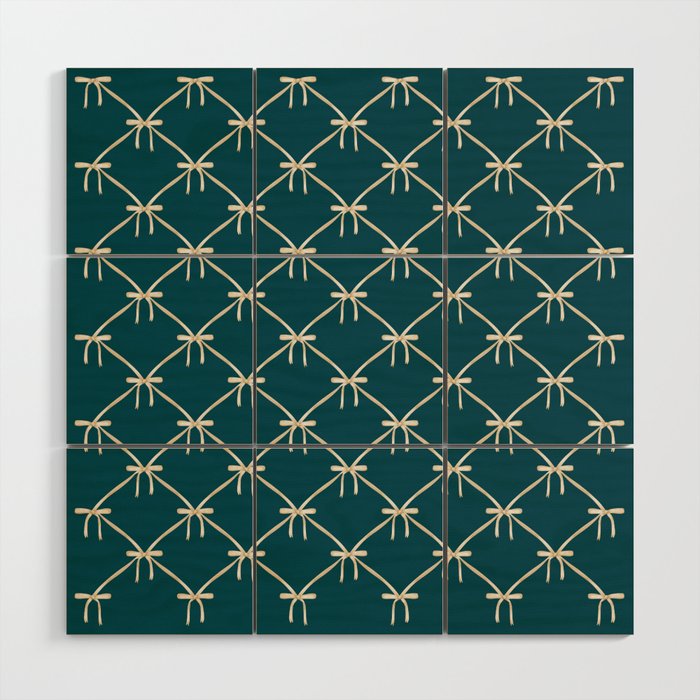 Bows & Ribbons Pattern XXIX Dark Teal Wood Wall Art Gallery Image 1