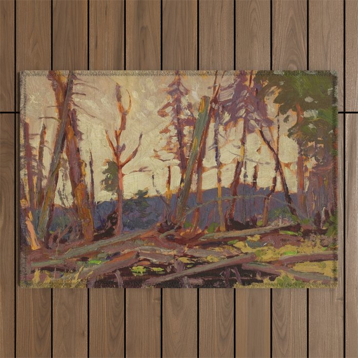 Tom Thomson Burnt Country, Evening 1914 Canadian Landscape Artist Outdoor Rug Gallery Image 1